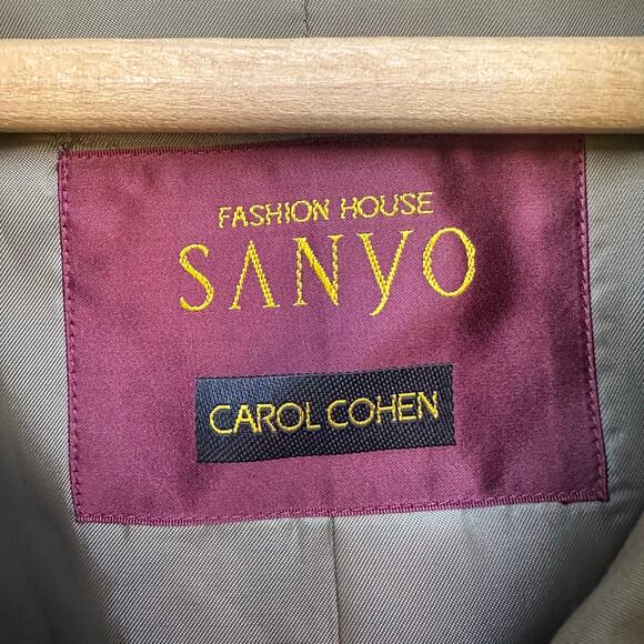 Vintage Sanyo Carol Cohen Made in Japan Khaki Trench Coat Size 42 - Picture 2 of 11